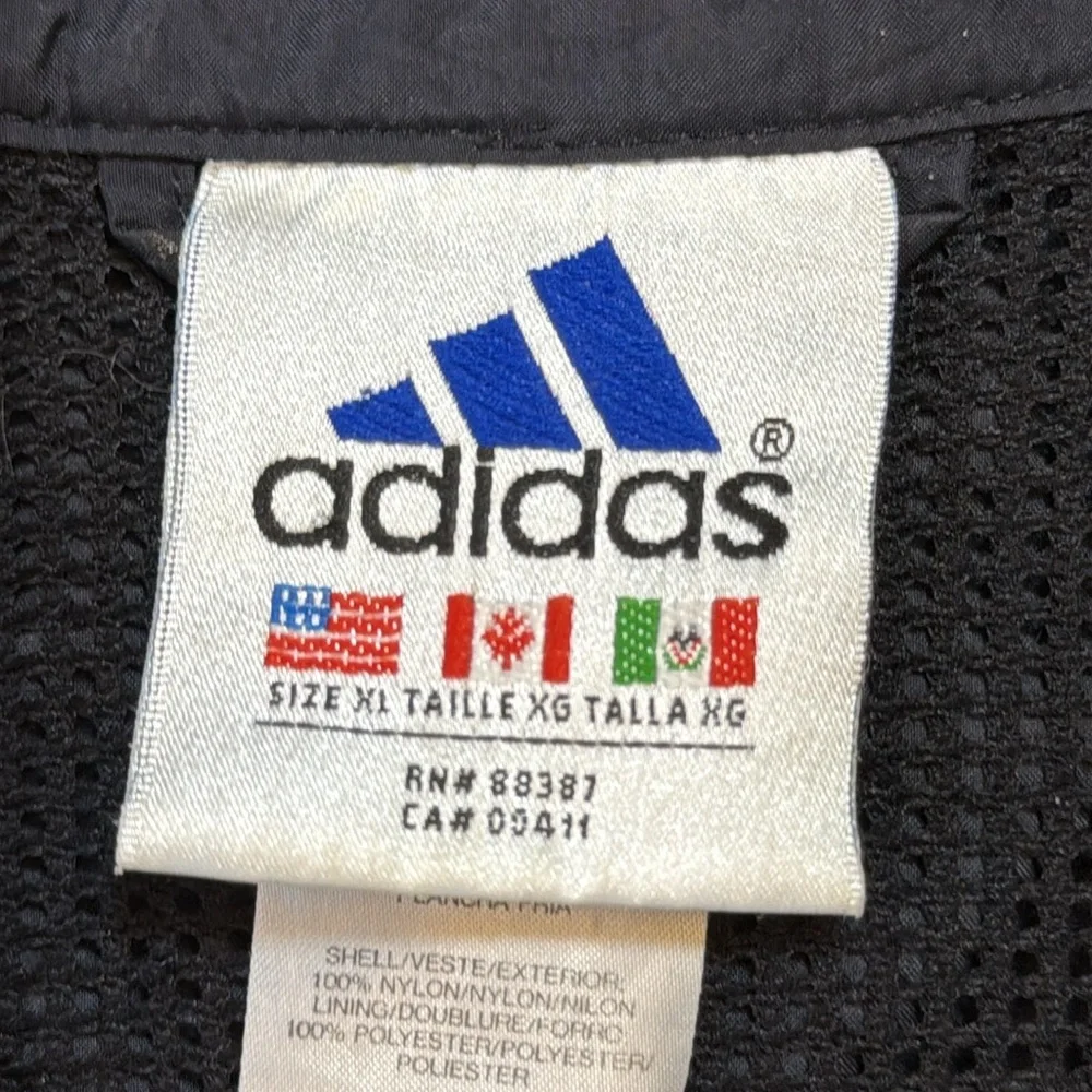 Vintage 90s Adidas 3 Stripe Half Zip Pullover Windbreaker Jacket XL Black
